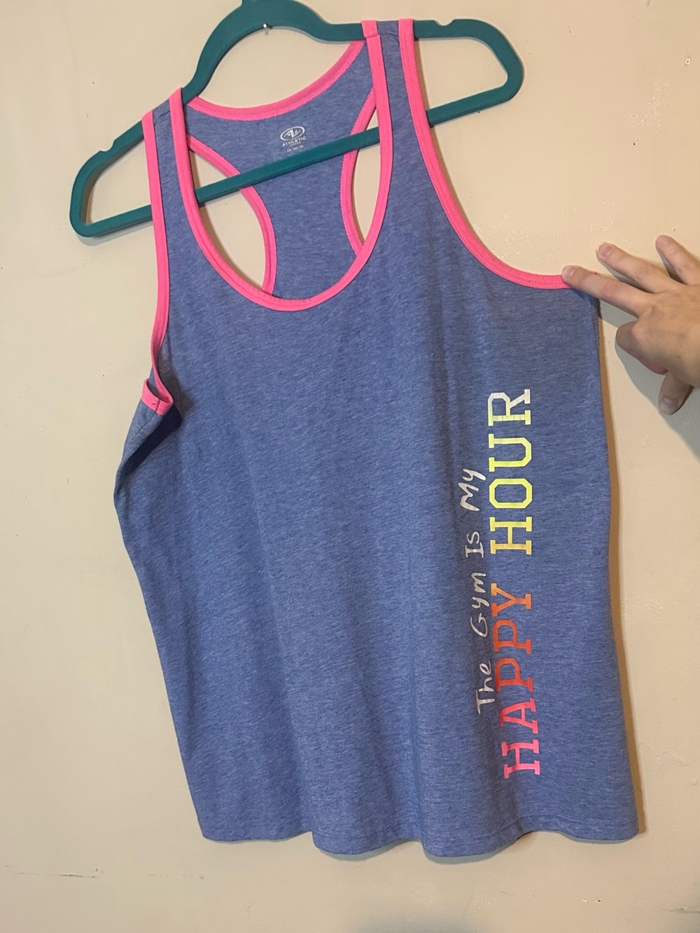 Athletic Works Heather Blue Racerback Tank with Pink Trim